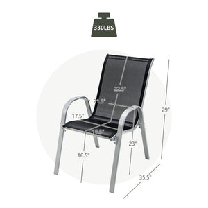 4 Pieces Stackable Patio Dining Chairs Set with Armrest-Black