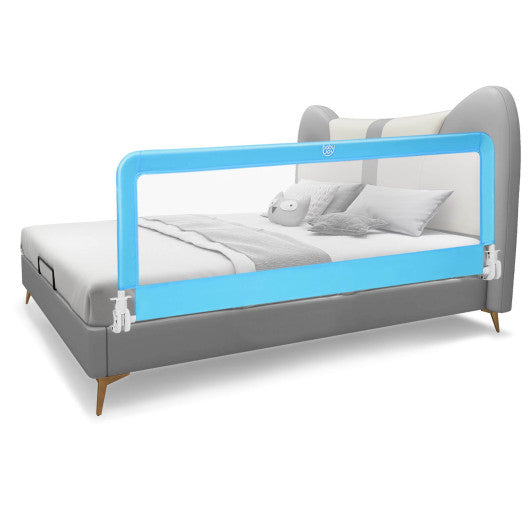 59 Inch Folding Breathable Baby Bed Rail Guard with Safety Strap-Blue