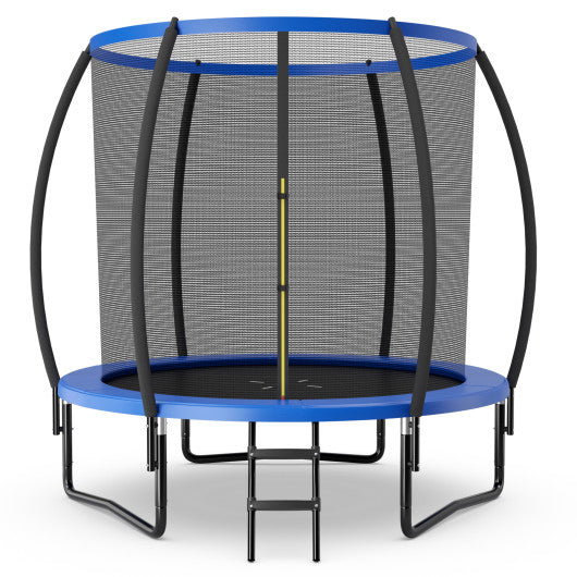 8 Feet ASTM Approved Recreational Trampoline with Ladder-Blue