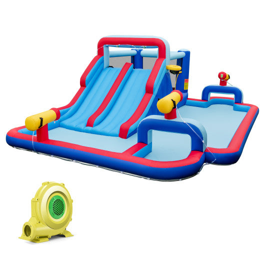 Inflatable Bounce House with 2 Water Slides and 3 Water Cannons With 950W Blower
