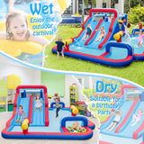 Inflatable Bounce House with 2 Water Slides and 3 Water Cannons With 950W Blower