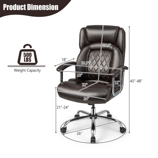 Height Adjustable Executive Chair Computer Desk Chair with Metal Base-Brown