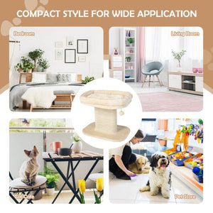 Modern Cat Tree Tower with Large Plush Perch and Sisal Scratching Plate-Beige