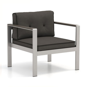 Contemporary Sofa Chair with WPC Armrests and Back Cushions-Gray
