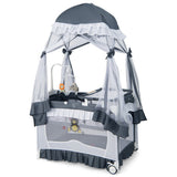 Convertible Bassinet with Removable Changing Table and Detachable Mesh Net-Grey