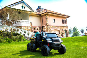24V 6 Wheeler Freddo Tractor Trailer 2 Seater Ride-on with Dump Cart and Parental Remote - DTI Direct USA