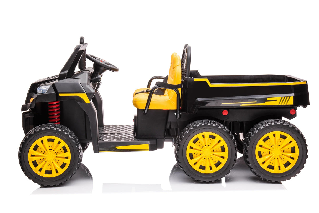 24V 6 Wheeler Freddo Tractor Trailer 2 Seater Ride-on with Dump Cart and Parental Remote - DTI Direct USA