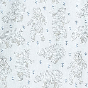 Sailor-Sleeve Long Romper - Dancing Bears on Baby Blue  100% Pima Cotton by Feather Baby