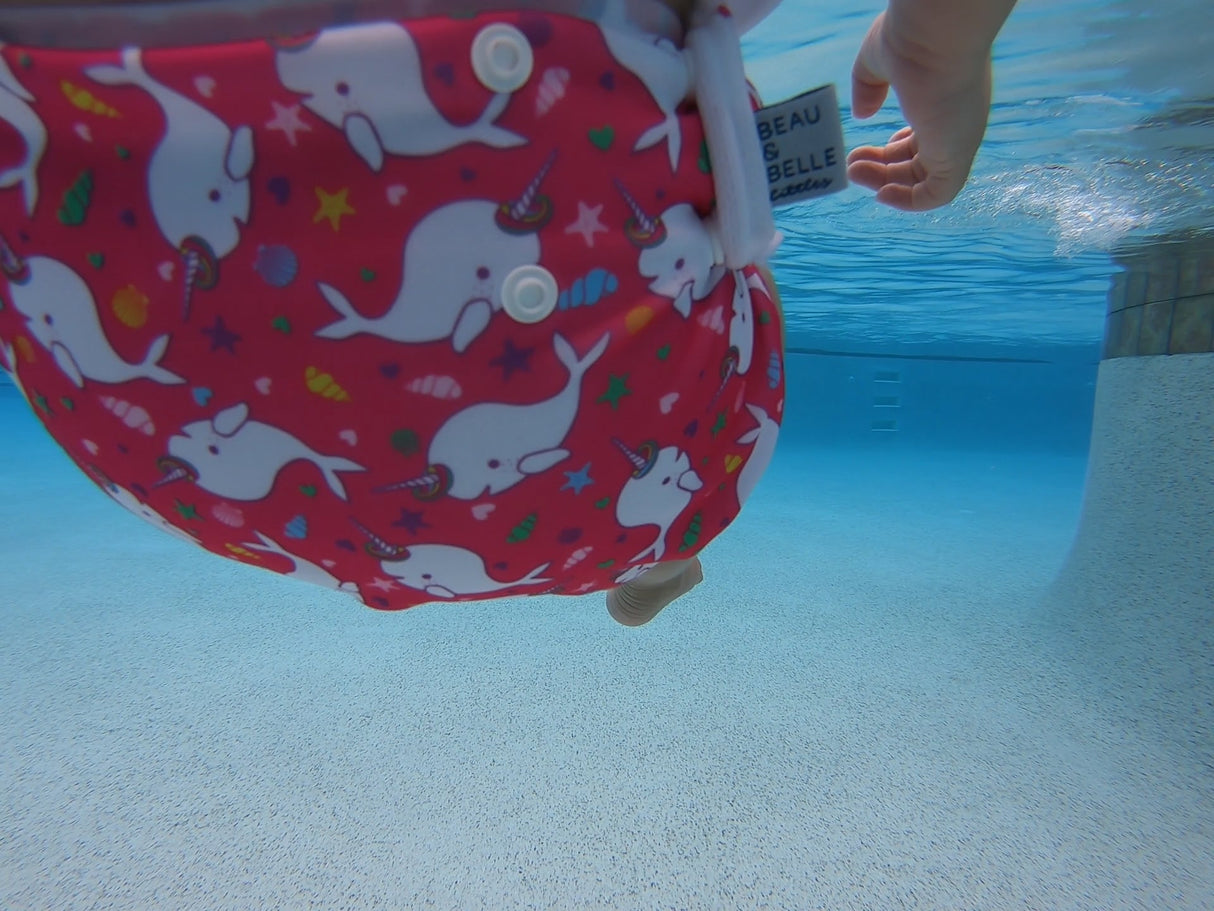 Narwhals 2-5 years Nageuret Swim Diaper (Hot Pink) by Beau & Belle Littles
