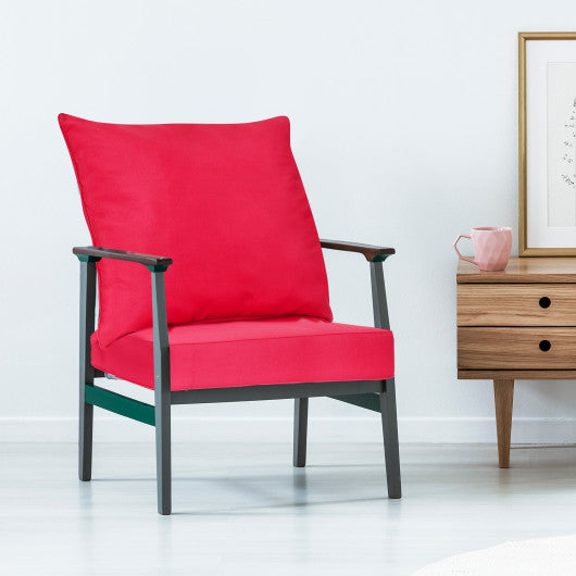 Deep Seat Chair Cushion Pads Set with Rope Belts for Indoor and Outdoor-Red