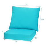 Deep Seat Chair Cushion Pads Set with Rope Belts for Indoor and Outdoor-Turquoise