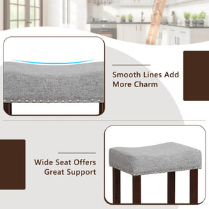 2 Set of 29 Inch Height Upholstered Bar Stool with Solid Rubber Wood Legs and Footrest-Gray