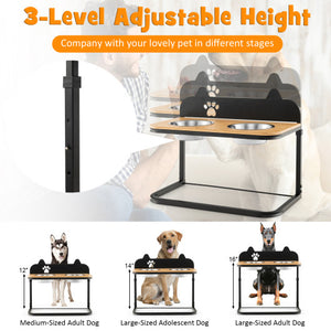 Dog Bowl Stand with 2 Stainless Steel Food Water Bowls