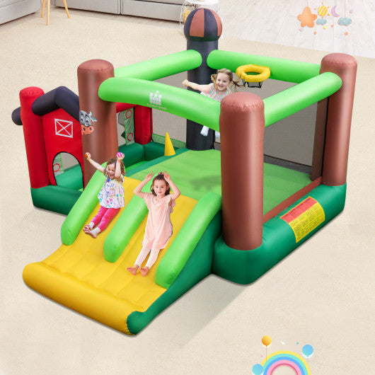 6-in-1 Inflatable Bounce House with Double Slides without 735W Blower