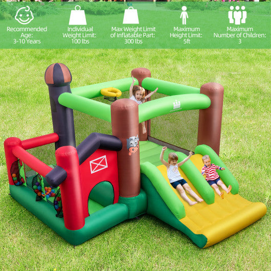 6-in-1 Inflatable Bounce House with Double Slides without 735W Blower