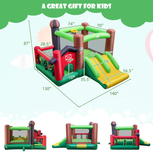 6-in-1 Inflatable Bounce House with Double Slides without 735W Blower