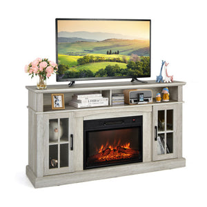 Fireplace TV Stand for TVs Up to 65 Inch with Side Cabinets and Remote Control-Gray