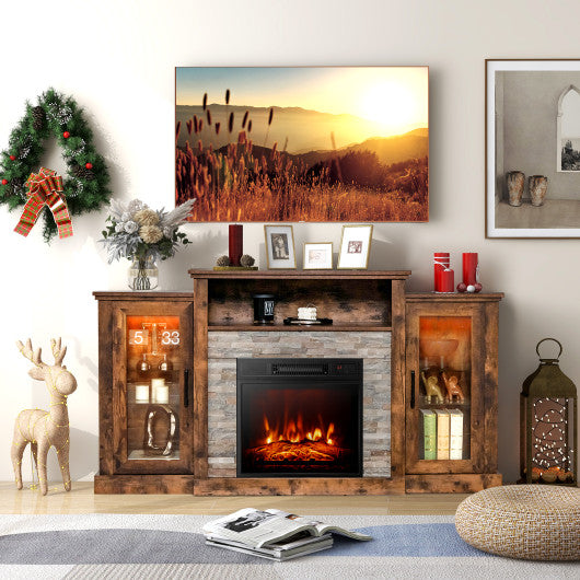 Fireplace TV Stand with 16-Color Led Lights for TVs up to 65 Inch