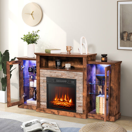 Fireplace TV Stand with 16-Color Led Lights for TVs up to 65 Inch