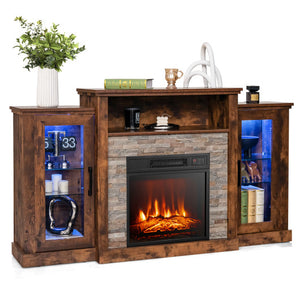Fireplace TV Stand with 16-Color Led Lights for TVs up to 65 Inch