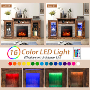 Fireplace TV Stand with 16-Color Led Lights for TVs up to 65 Inch