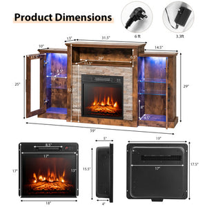 Fireplace TV Stand with 16-Color Led Lights for TVs up to 65 Inch