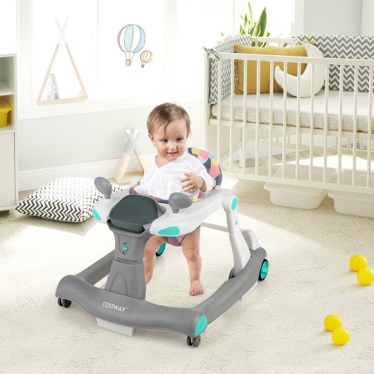 2-in-1 Foldable Activity Push Walker with Adjustable Height-Gray