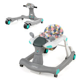 2-in-1 Foldable Activity Push Walker with Adjustable Height-Gray