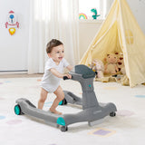 2-in-1 Foldable Activity Push Walker with Adjustable Height-Gray