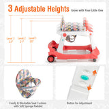2-in-1 Foldable Activity Push Walker with Adjustable Height-Orange