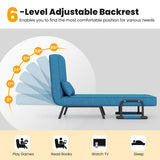 Folding 6 Position Convertible Sleeper Bed Armchair Lounge Couch with Pillow-Blue