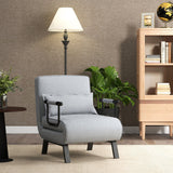 Folding 6 Position Convertible Sleeper Bed Armchair Lounge Couch with Pillow-Light Gray