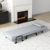 Folding 6 Position Convertible Sleeper Bed Armchair Lounge Couch with Pillow-Light Gray