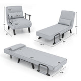 Folding 6 Position Convertible Sleeper Bed Armchair Lounge Couch with Pillow-Light Gray