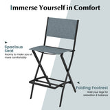Folding Bar Stools Set of 2 Backrest Humanized Footrest-Blue