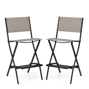 Folding Bar Stools Set of 2 Backrest Humanized Footrest-Coffee