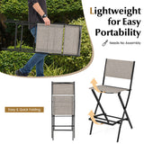 Folding Bar Stools Set of 2 Backrest Humanized Footrest-Coffee