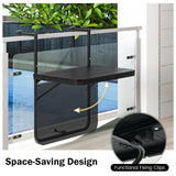 Folding Hanging Table with 3-Level Adjustable Height for Patio Balcony-Black