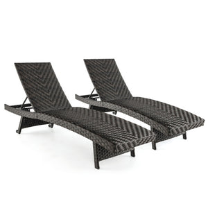 Folding Padded Rattan Patio Chaise Lounge with Adjustable Backrest and Quick Dry Foam