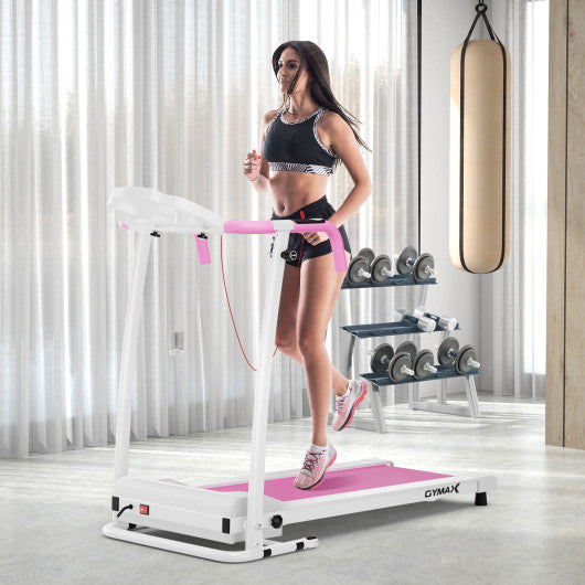 Folding Treadmill with 12 Preset Programs and LCD Display-White