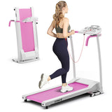 Folding Treadmill with 12 Preset Programs and LCD Display-White