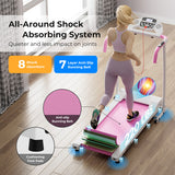 Folding Treadmill with 12 Preset Programs and LCD Display-White