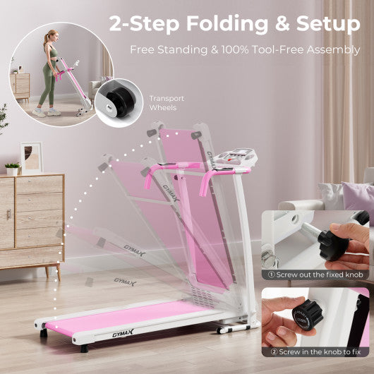 Folding Treadmill with 12 Preset Programs and LCD Display-White