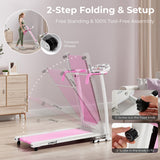Folding Treadmill with 12 Preset Programs and LCD Display-White