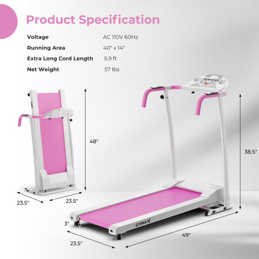 Folding Treadmill with 12 Preset Programs and LCD Display-White