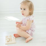 Tie Romper - Daffodil - Hot Pink on White  100% Pima Cotton by Feather Baby