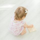 Tie Romper - Daffodil - Hot Pink on White  100% Pima Cotton by Feather Baby