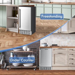 Free-Standing Built-In Undercounter Ice Maker-Silver