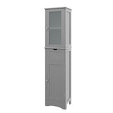 Tall Floor Storage Cabinet with 2 Doors and 1 Drawer for Bathroom-Gray