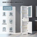 Tall Floor Storage Cabinet with 2 Doors and 1 Drawer for Bathroom-White